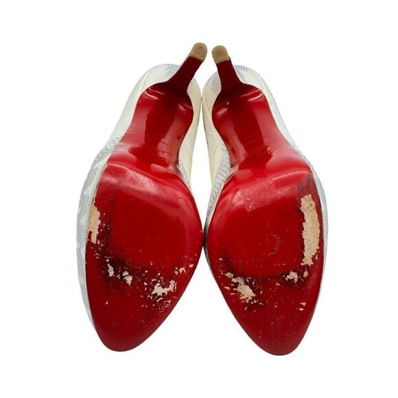 Christian Louboutin Roccia Watersnake Bianca 140 Platform Pumps Size 8.5 - Picture 9 of 13